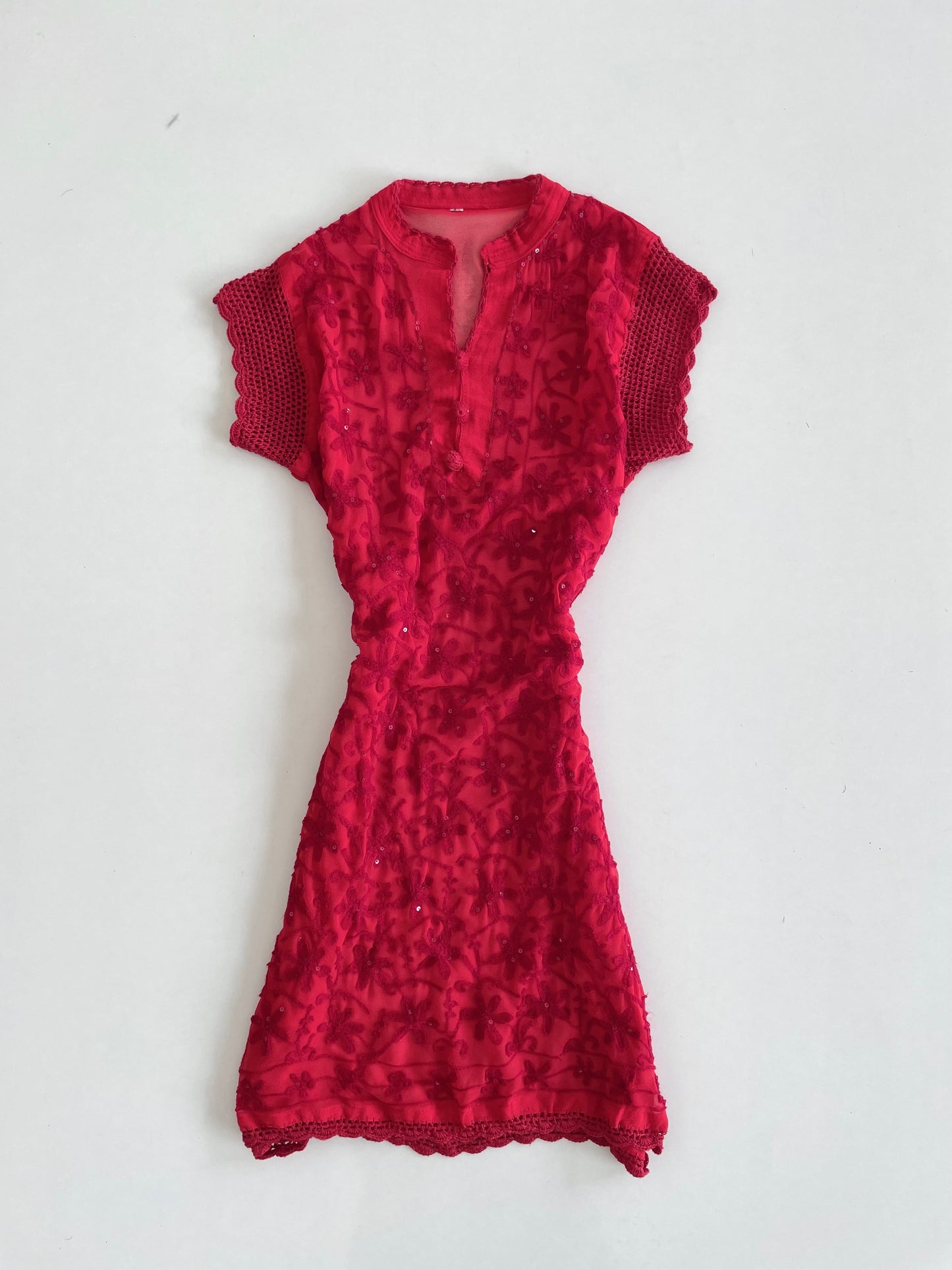 Embroidered Sheer Kurti-Bust 38
