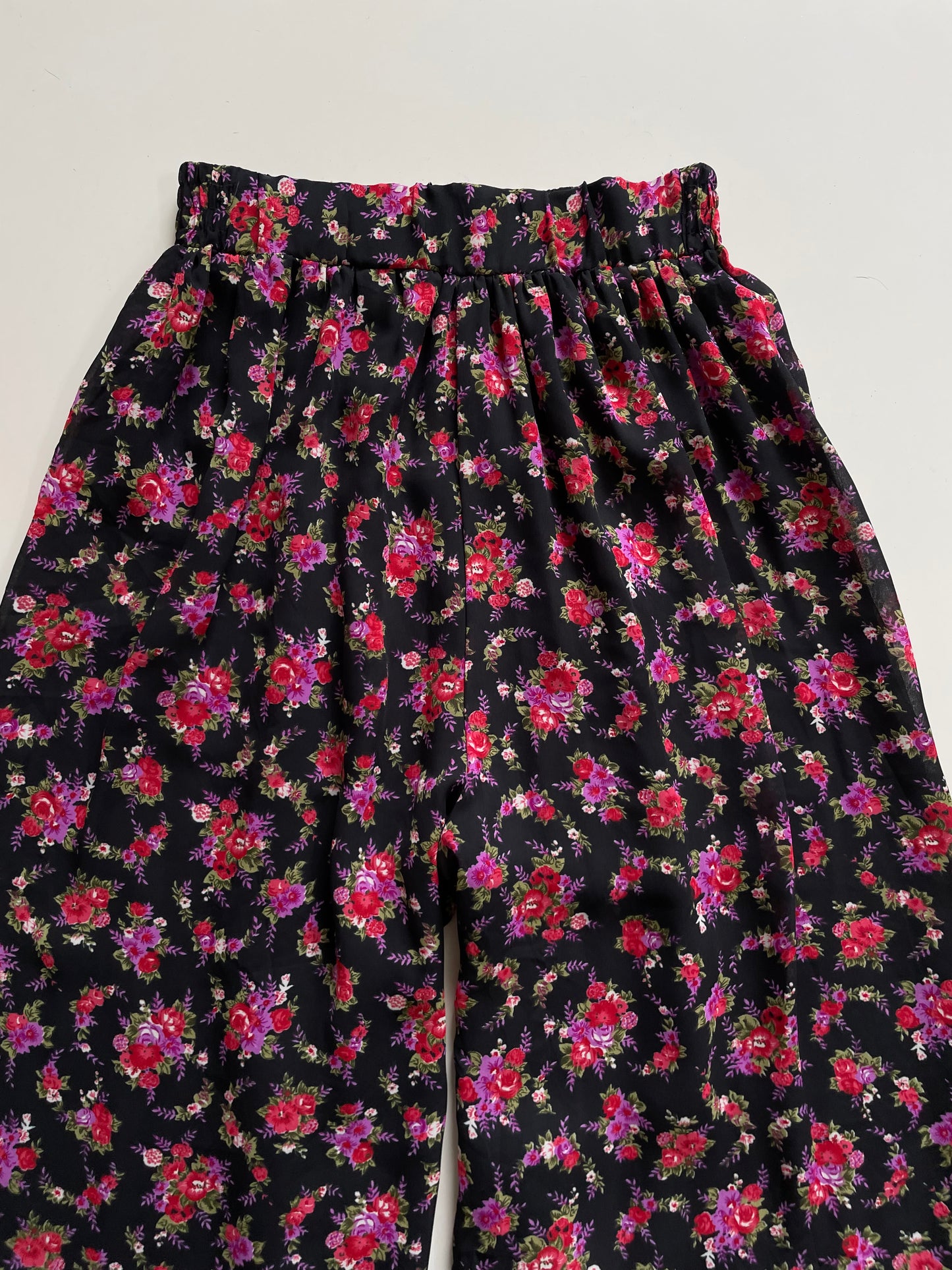 BLACK PINK FLORAL LINED PANTS - WAIST 28 TO 32