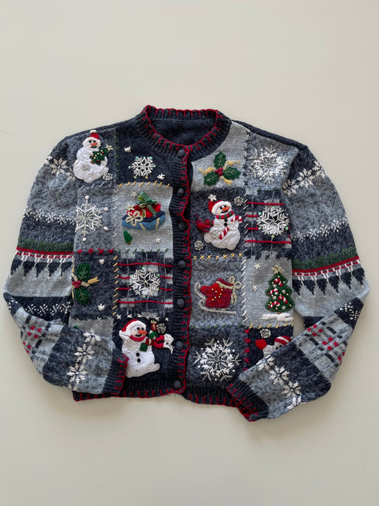 Christmas Embroidered Cardigan Sweater-Bust 40