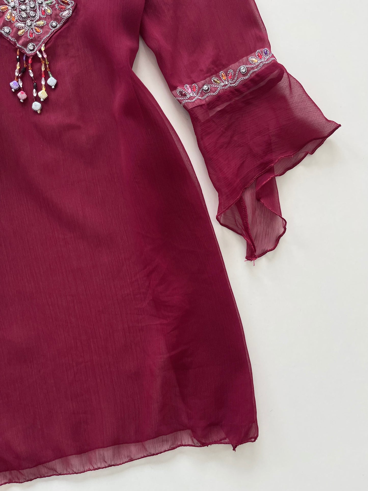 Vintage Embroidered Sheer Top-Bust 42