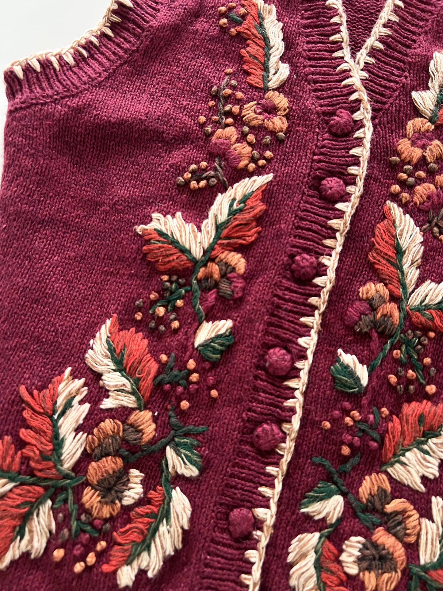 Tiara Hand Embroidered Vest Sweater-Bust 36