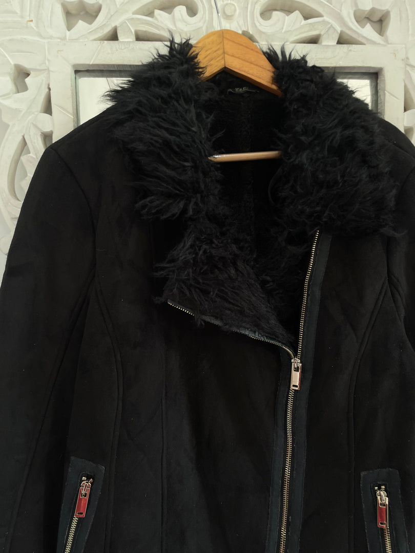 Thick Fur Lined Sherpa Jacket-Bust 42