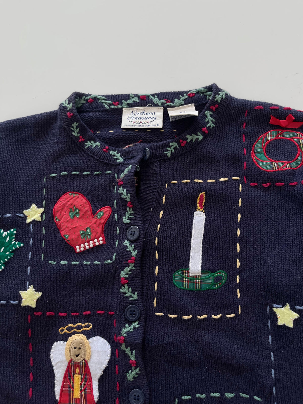 Narthern Treasures Embroidered Christmas Cardigan Sweater-Bust 44