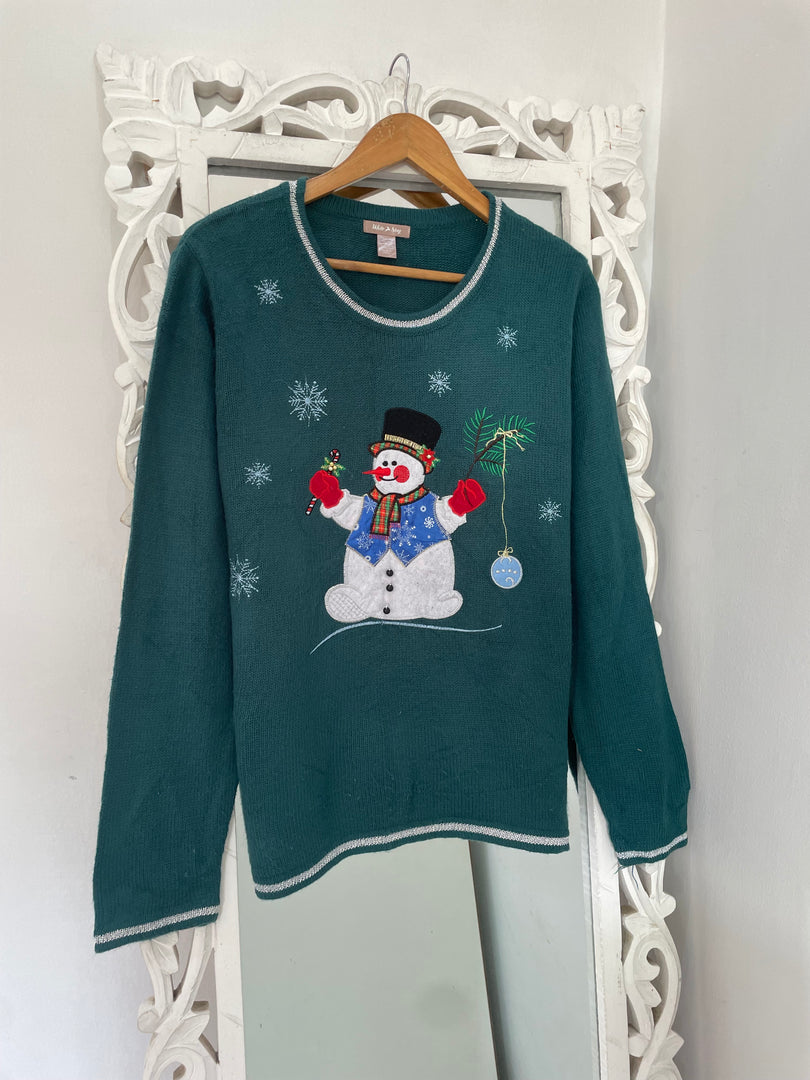 White Stag Embroidered Christmas Sweater-Bust 42