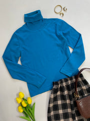 Blue Bodycon Highneck Sweater-Bust 32 to 34