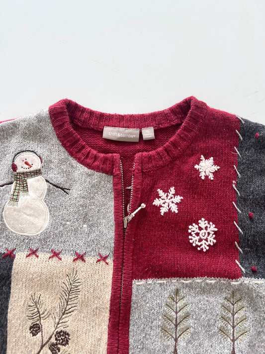 Croft&Barrow Embroidered Christmas Zipper Sweater-Bust 48