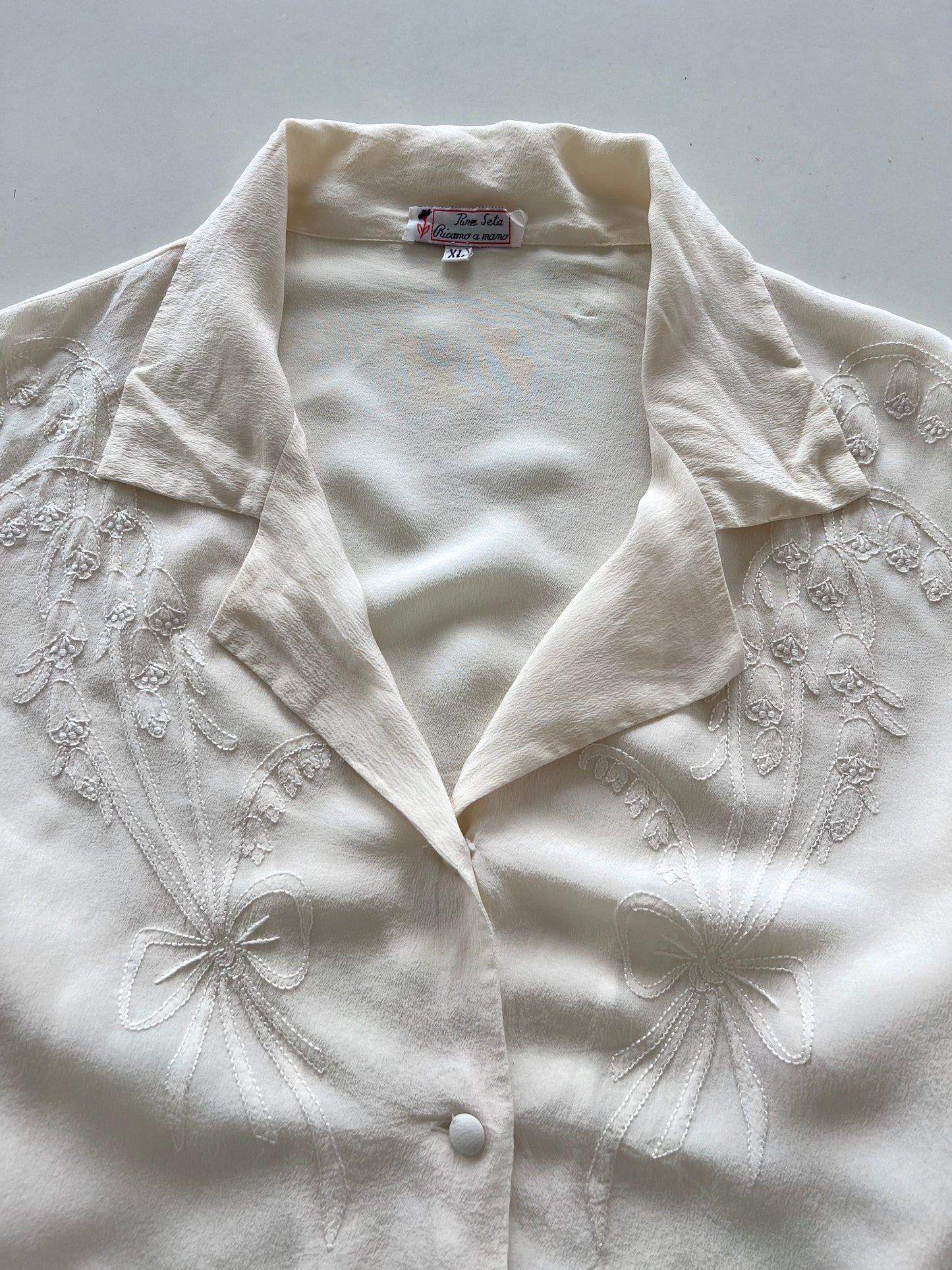 Ricamo A Mano Pure Silk Embroidered Shirt-Bust 44