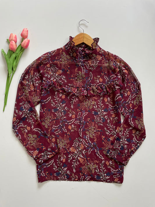 FLORAL MAROON TOP - BUST 34