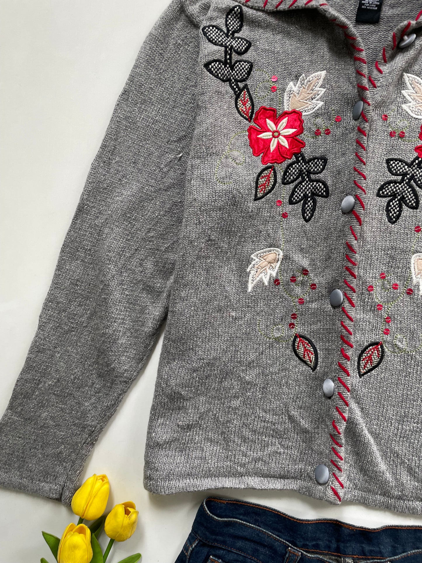 Crystal Kobe Vintage Embroidered Sweater-Bust 40