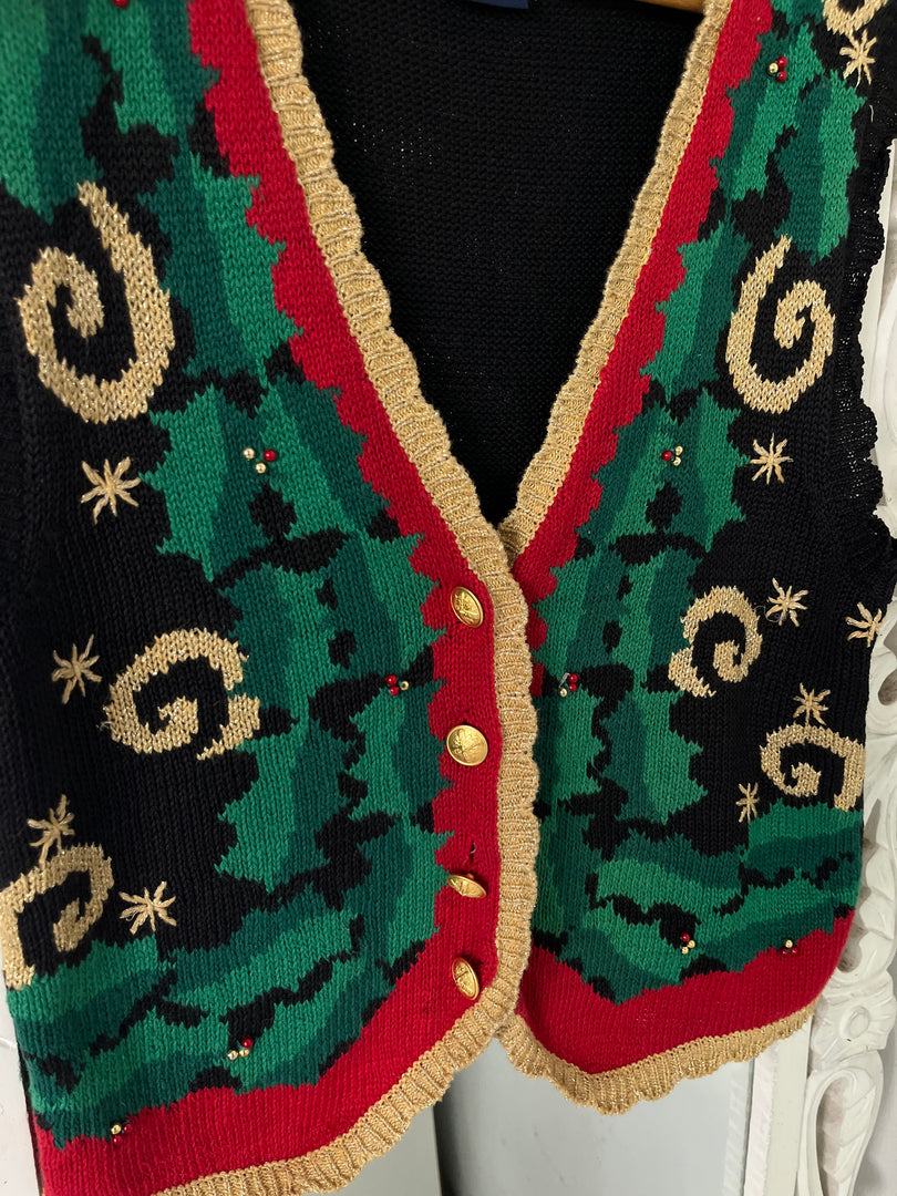 Vintage Embroidered Sweater Vest-Bust 36