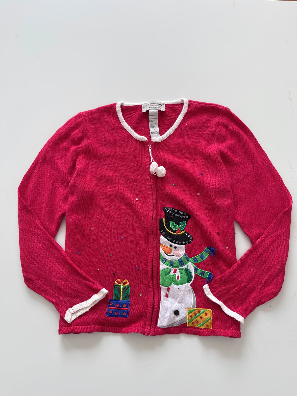 Tiara International Christmas Embroidered Zipper Sweater-Bust 44