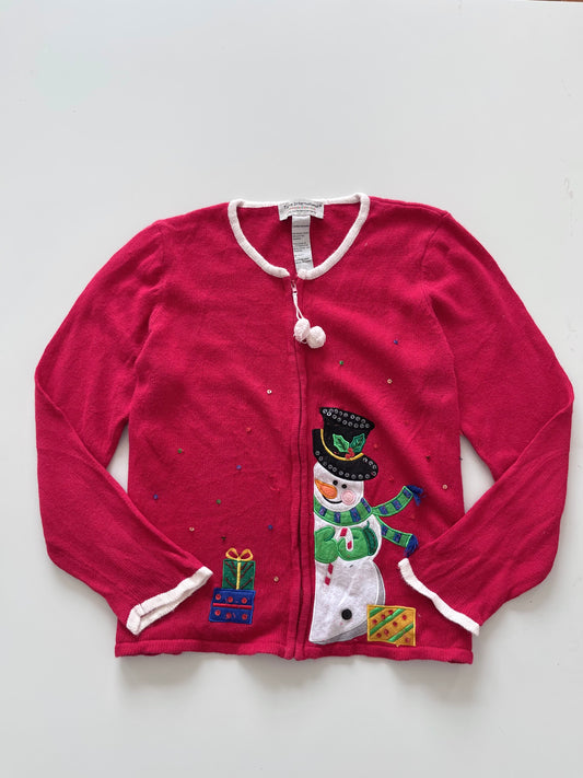 Tiara International Christmas Embroidered Zipper Sweater-Bust 44