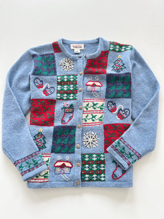 Talbots 100% Wool Embroidered Christmas Sweater-Bust 42