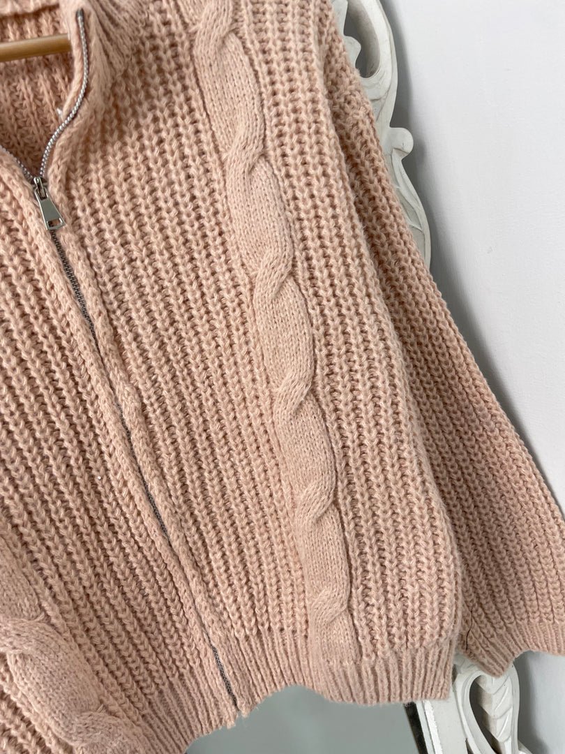 Blush Pink Cable Knit Zipper-Bust 42