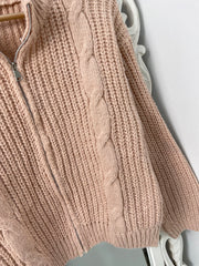Blush Pink Cable Knit Zipper-Bust 42