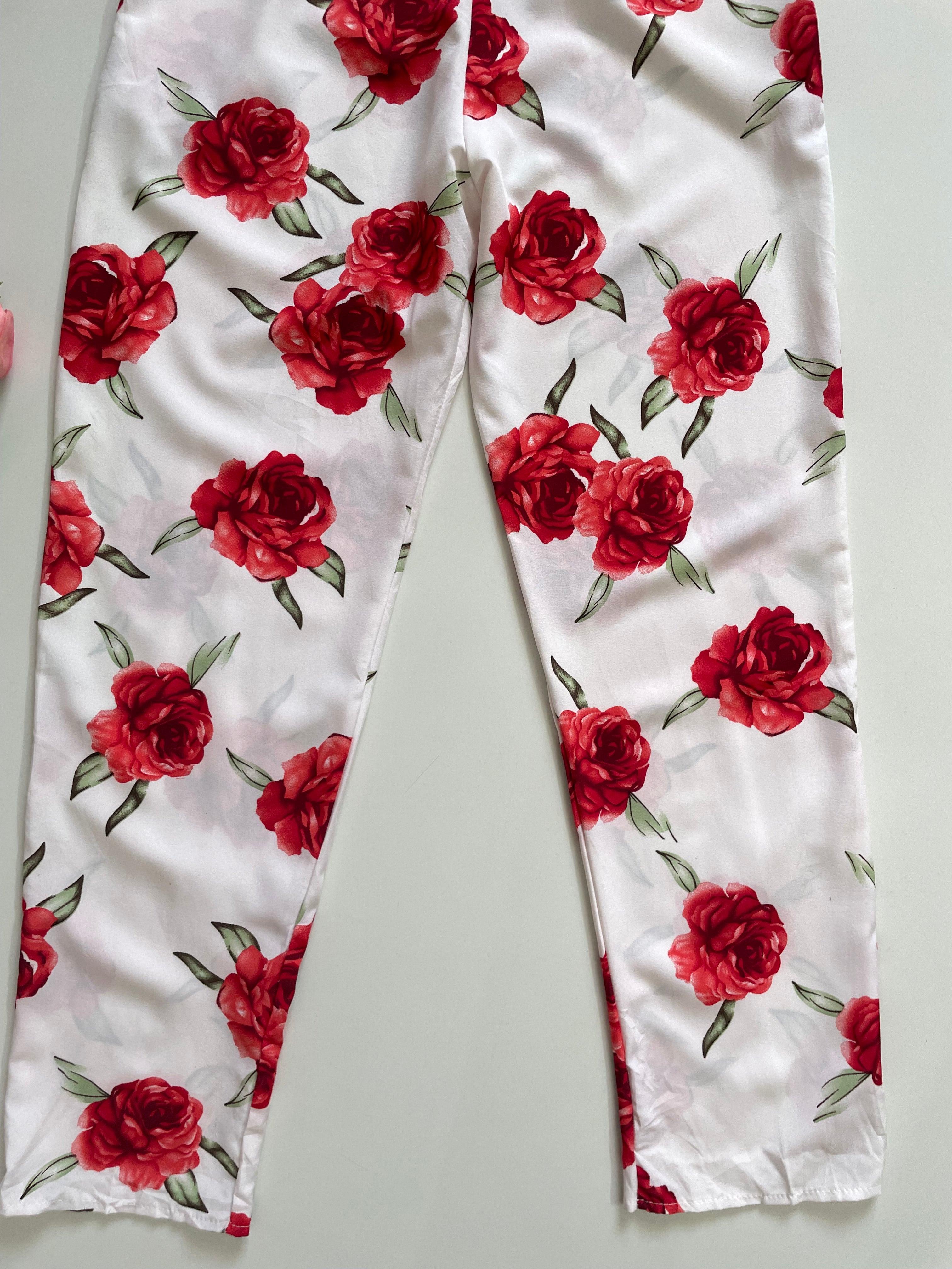 RED ROSES PANTS - WAIST 28 TO 30