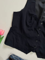 Load image into Gallery viewer, Yessica Midnight Blue Pinstripe Waistcoat - Bust 40
