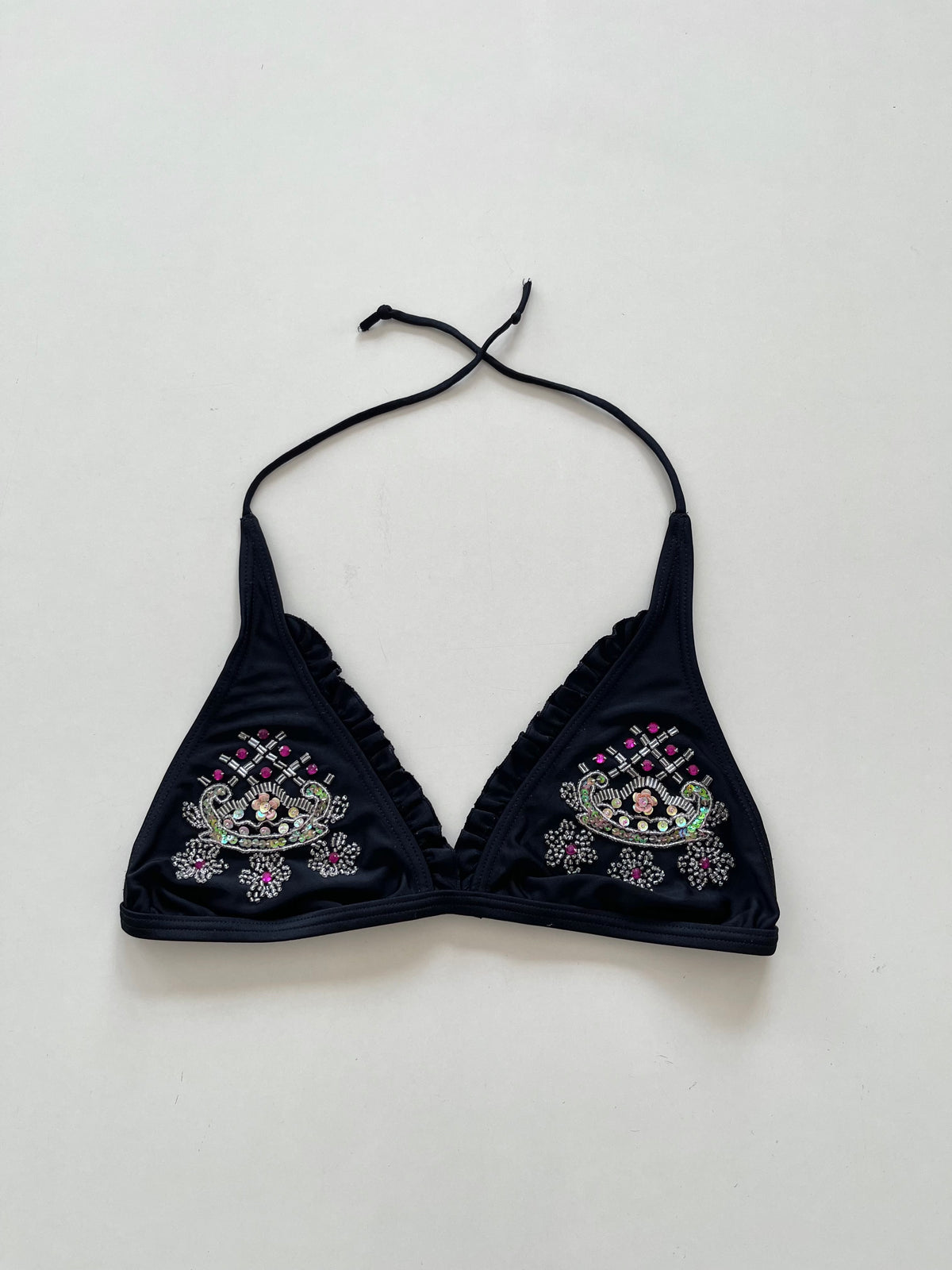 Embroidered Bikini Top-Bust 32 to 34