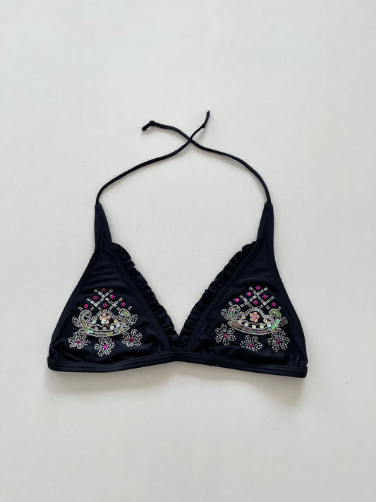 Embroidered Bikini Top-Bust 32 to 34