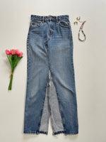 Load image into Gallery viewer, Reworked Denim Skirt-Waist 26
