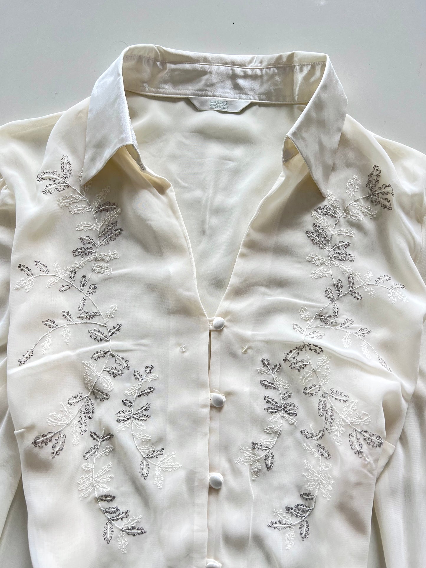 Marks & Spencer Sheer Embroidered Shirt-Bust 42