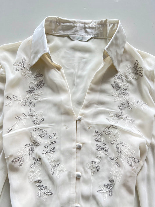 Marks & Spencer Sheer Embroidered Shirt-Bust 42