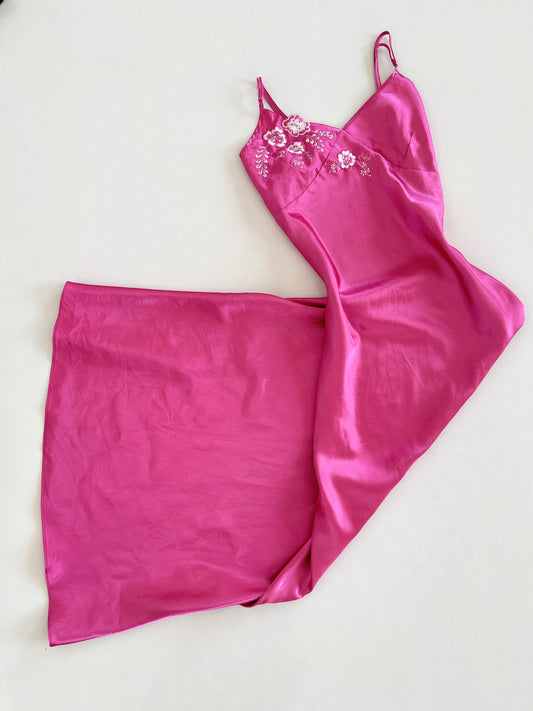 La Via En Rose Embroidered Satin Lounge Dress-Bust 38