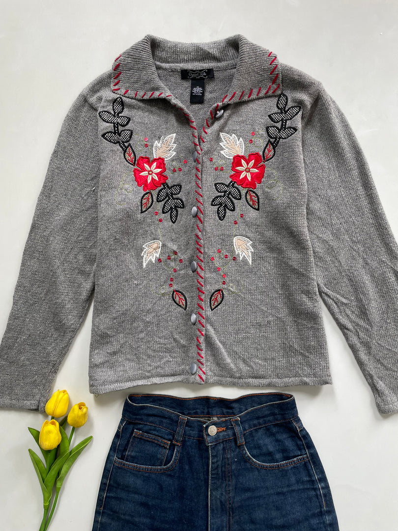 Crystal Kobe Vintage Embroidered Sweater-Bust 40