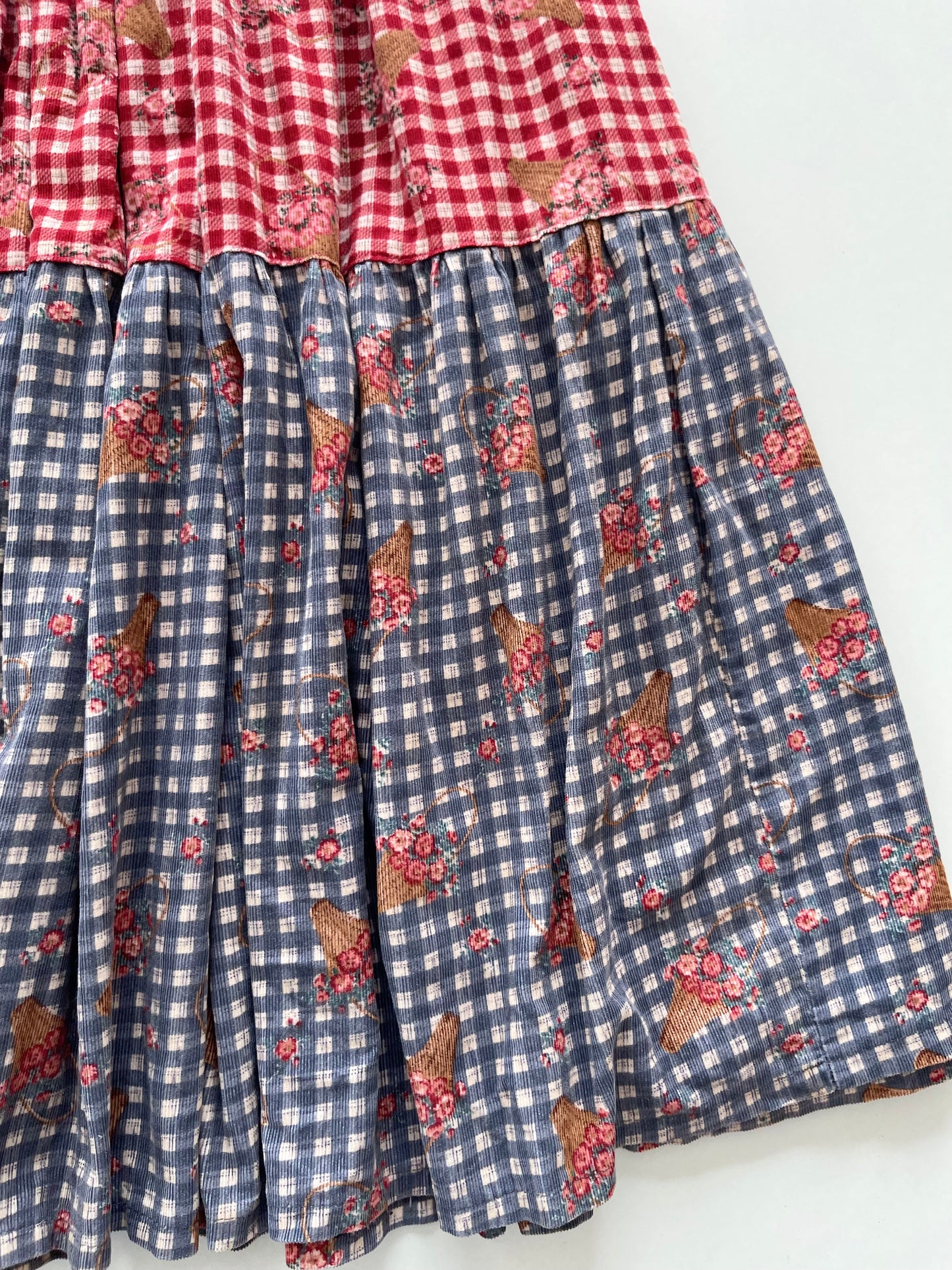 Gingham Vintage Corduroy Skirt-Waist 26 to 32