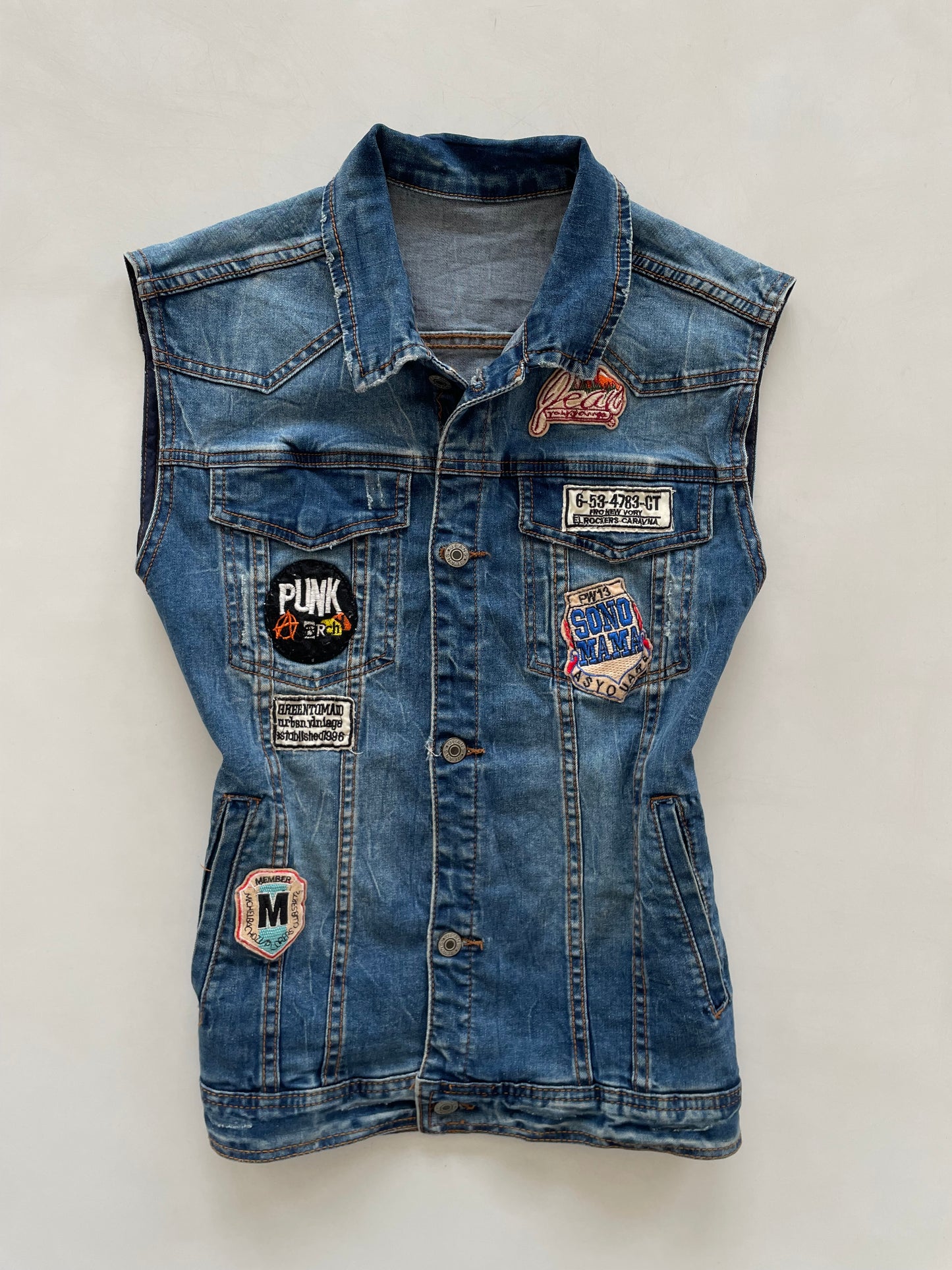 Punk Denim Vest-Bust 40