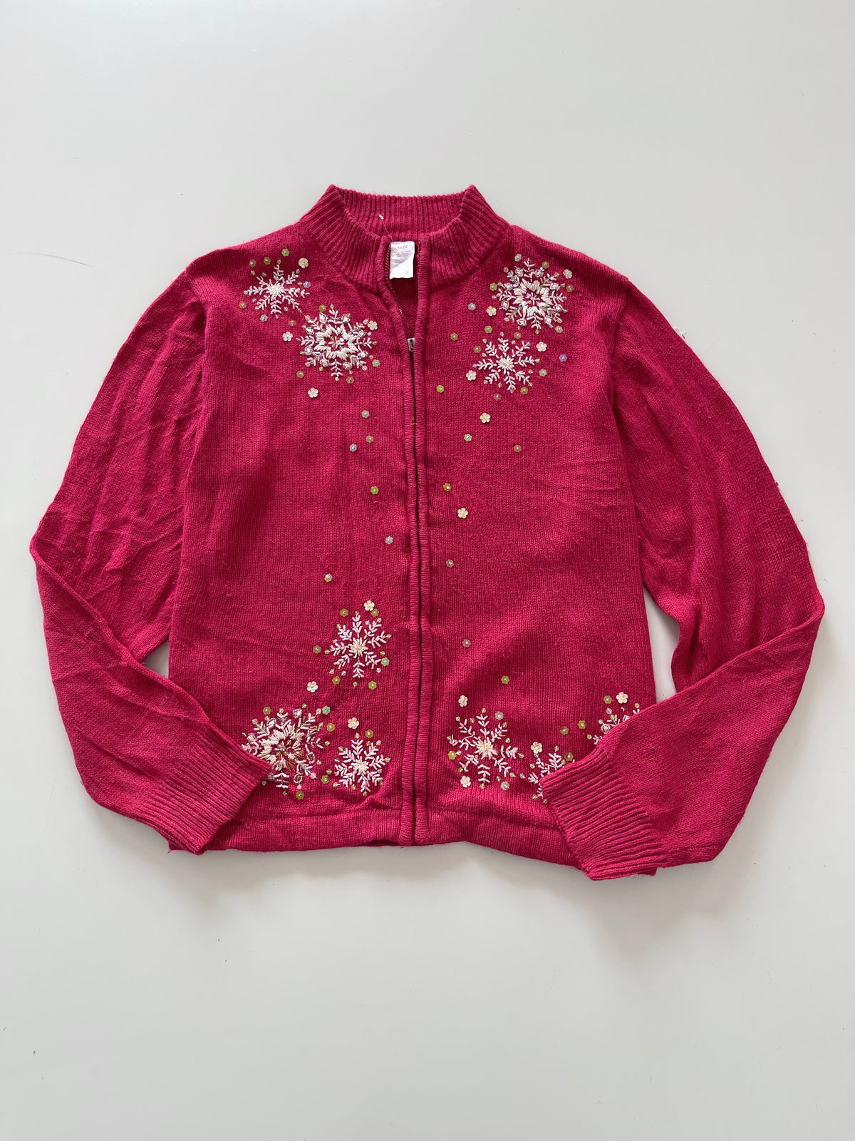 Hand Embroidered Christmas Zipper Sweater-Bust 48