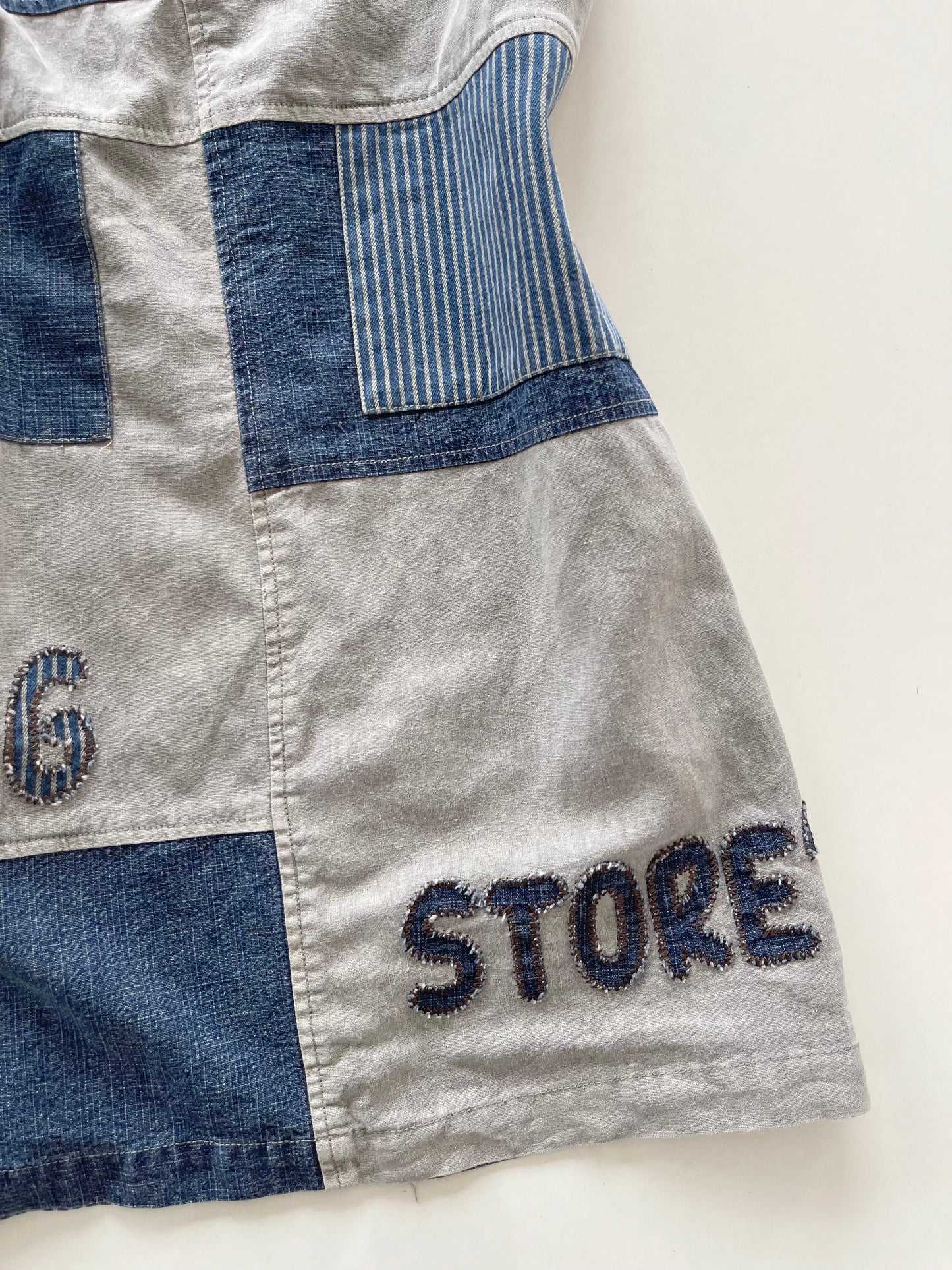Y2k Patchwork Denim Dress-Bust 40