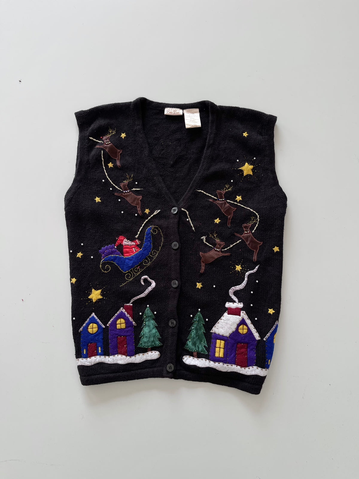 Bobbie Brooks Embroidered Christmas Vest Sweater-Bust 50