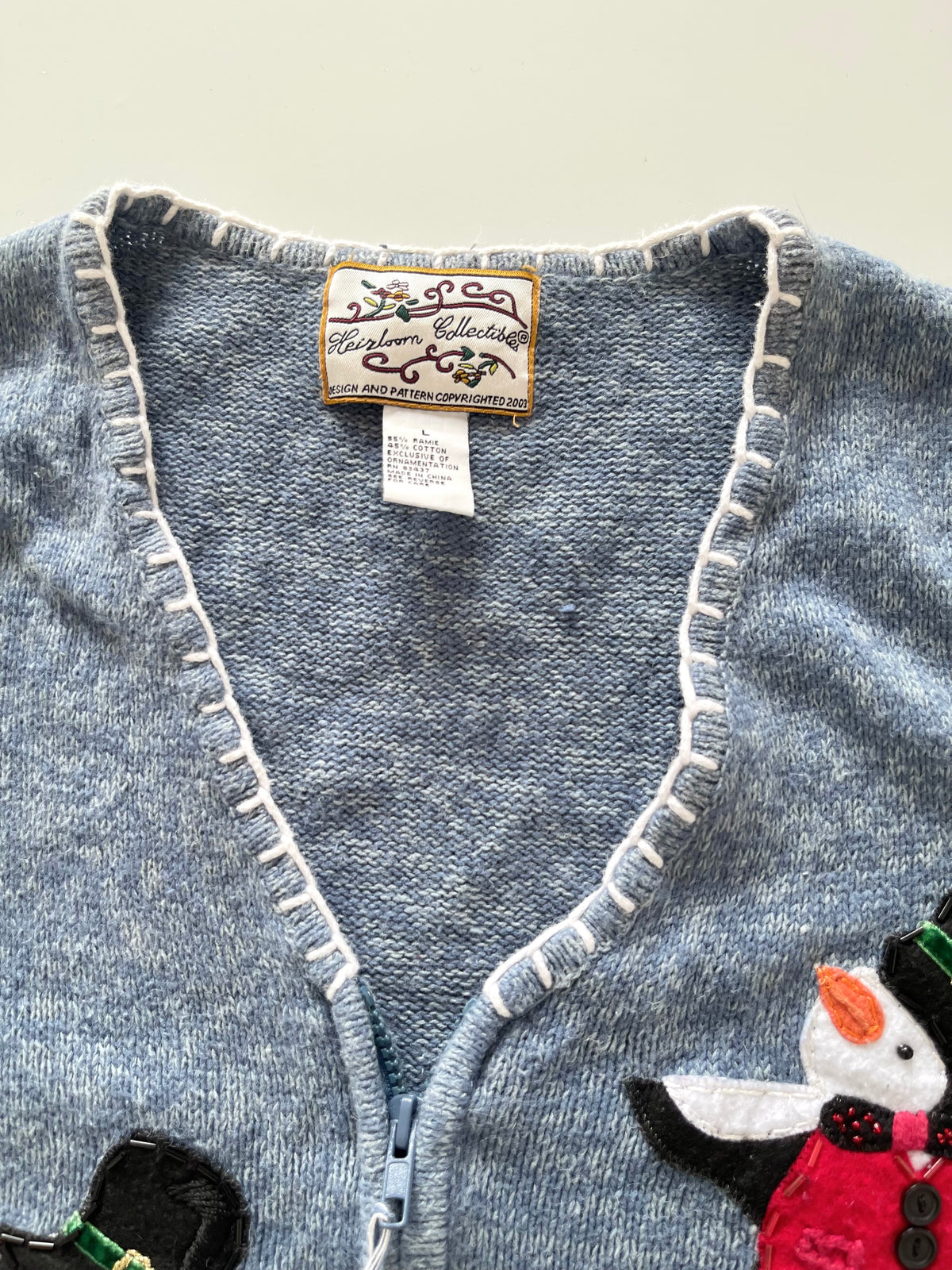 Heirloom Collectibles Embroidered Christmas Vest Zipper-Bust 46