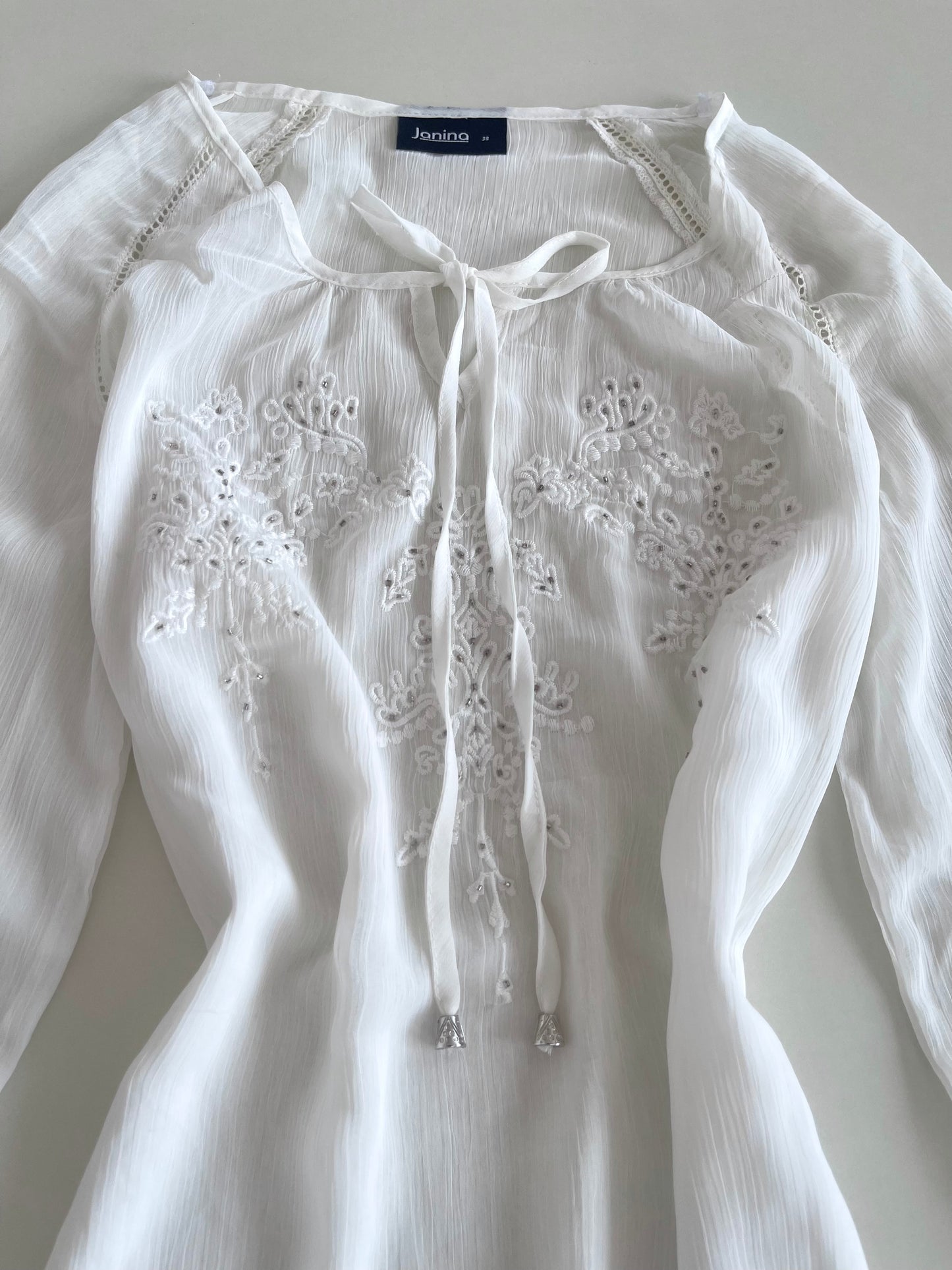 Janina Sheer Embroidered Top-Bust 38