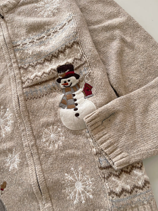 Croft&Barrow Christmas Embroidered Zipper Sweater-Bust 44