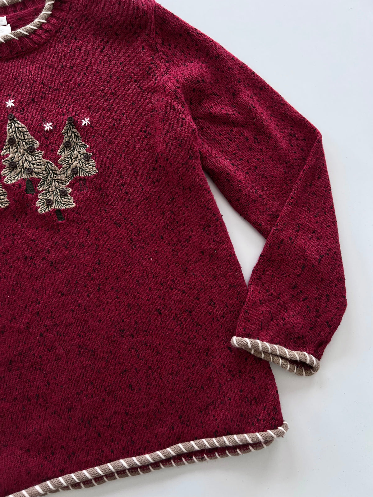 Christopher & Banks Hand Embroidered Christmas Sweater-Bust 50