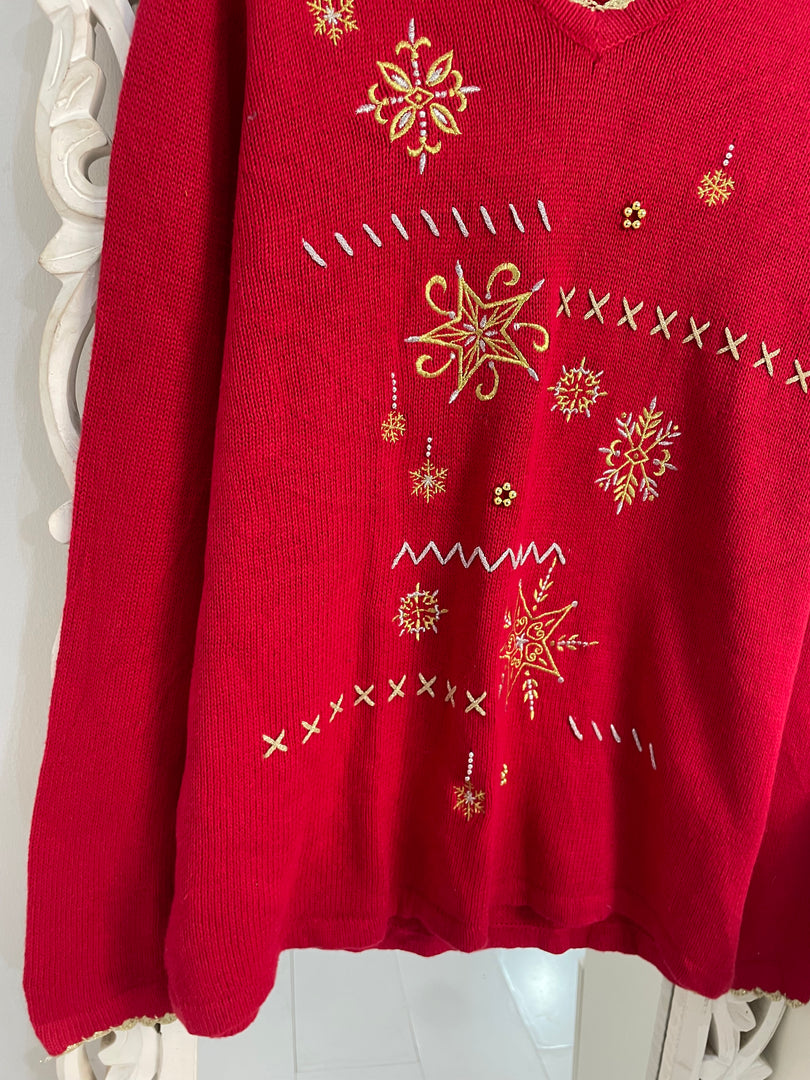 Embroidered Christmas Sweater-Bust 46