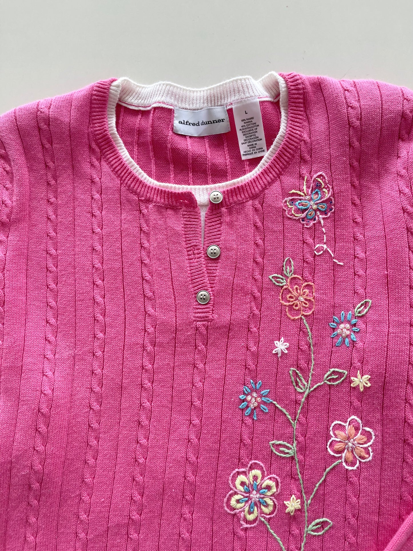 Alfred Dunner Embroidered Vintage Sweater-Bust 46