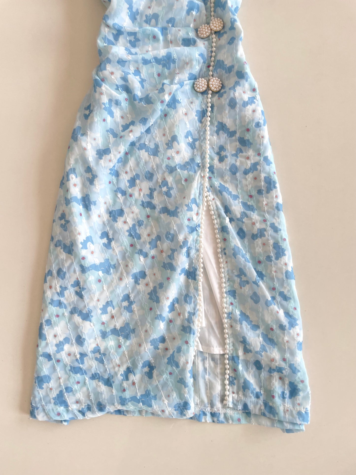 Korean Vintage Pearl Dress-Bust 32