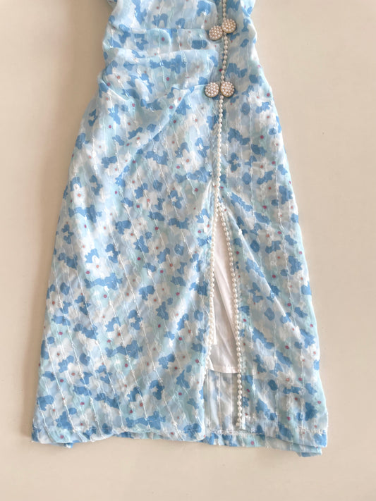 Korean Vintage Pearl Dress-Bust 32