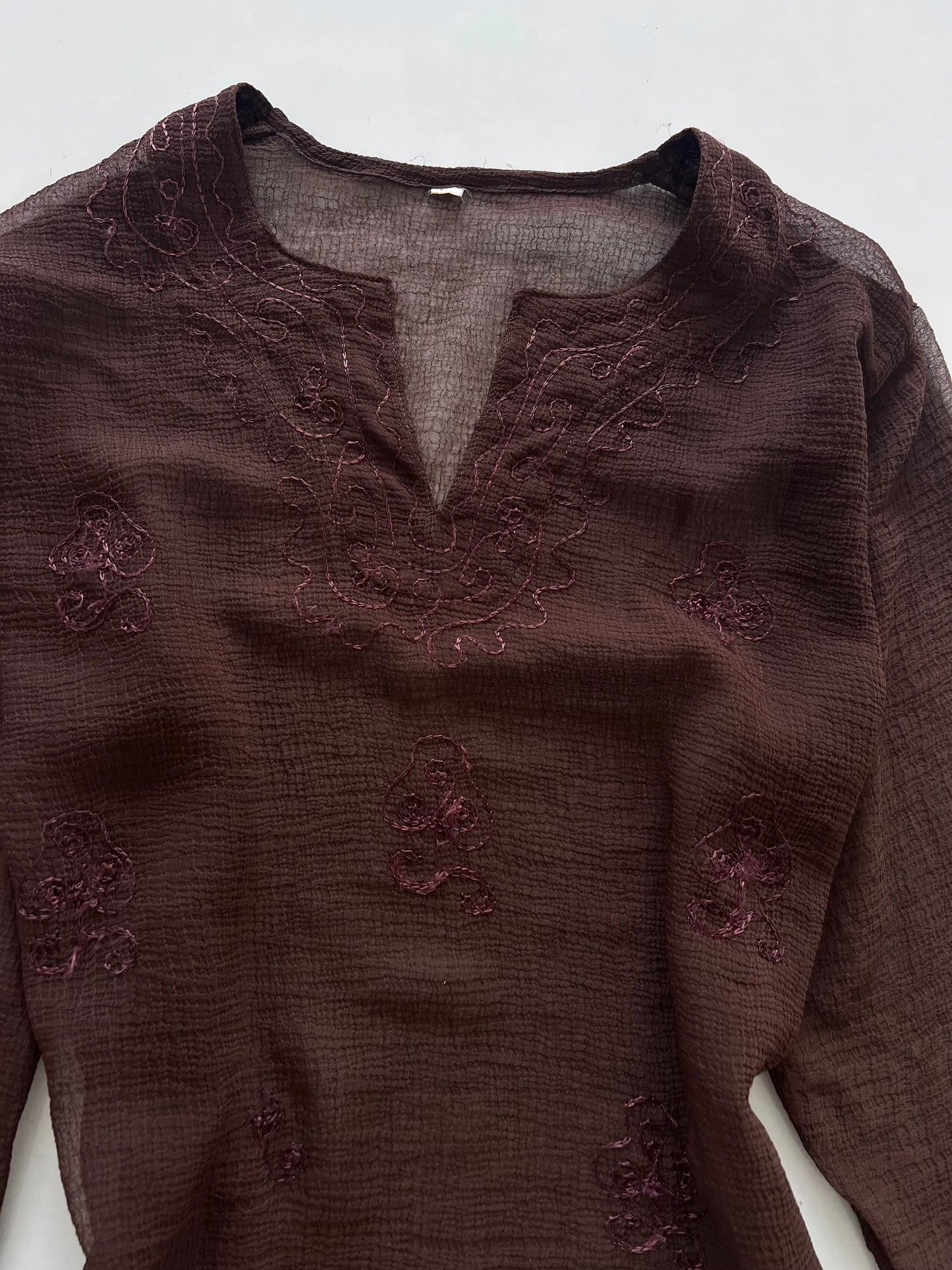 Vintage Embroidered Sheer Top-Bust 42