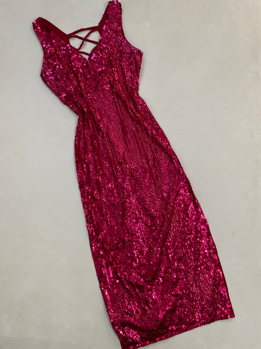 Sequins Slit Dress-Bust 36