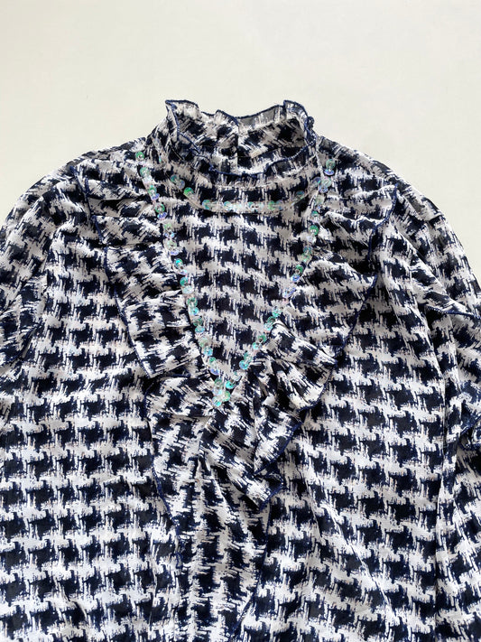Houndstooth Sheer Vintage Top-Bust 40