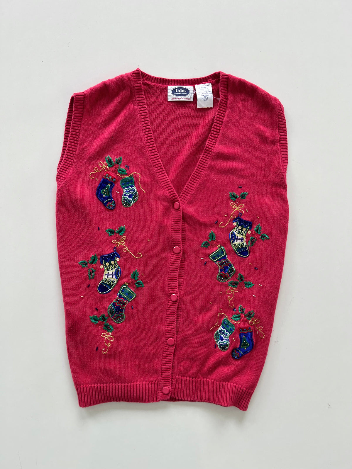 Tabi International Christmas Embroidered Vest Sweater-Bust 50