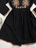 Load image into Gallery viewer, Black Embroidered Kurti-Bust 34
