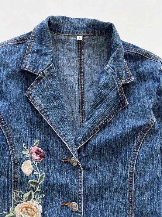 Embroidered Denim Jacket-Bust 40