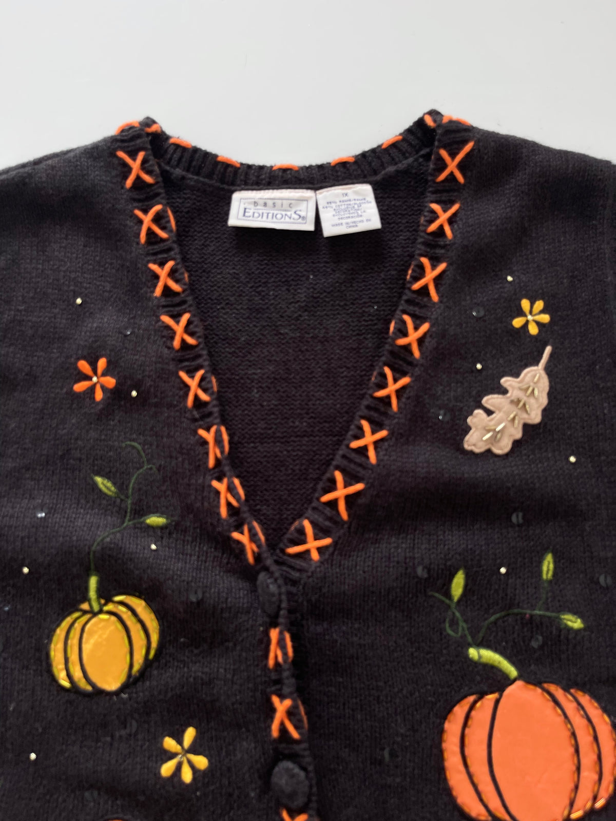 Basic Editions Embroidered Christmas Vest Sweater-Bust 48
