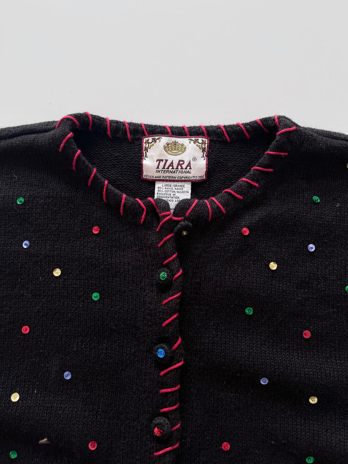Tiara Embroidered Christmas Cardigan Sweater-Bust 48