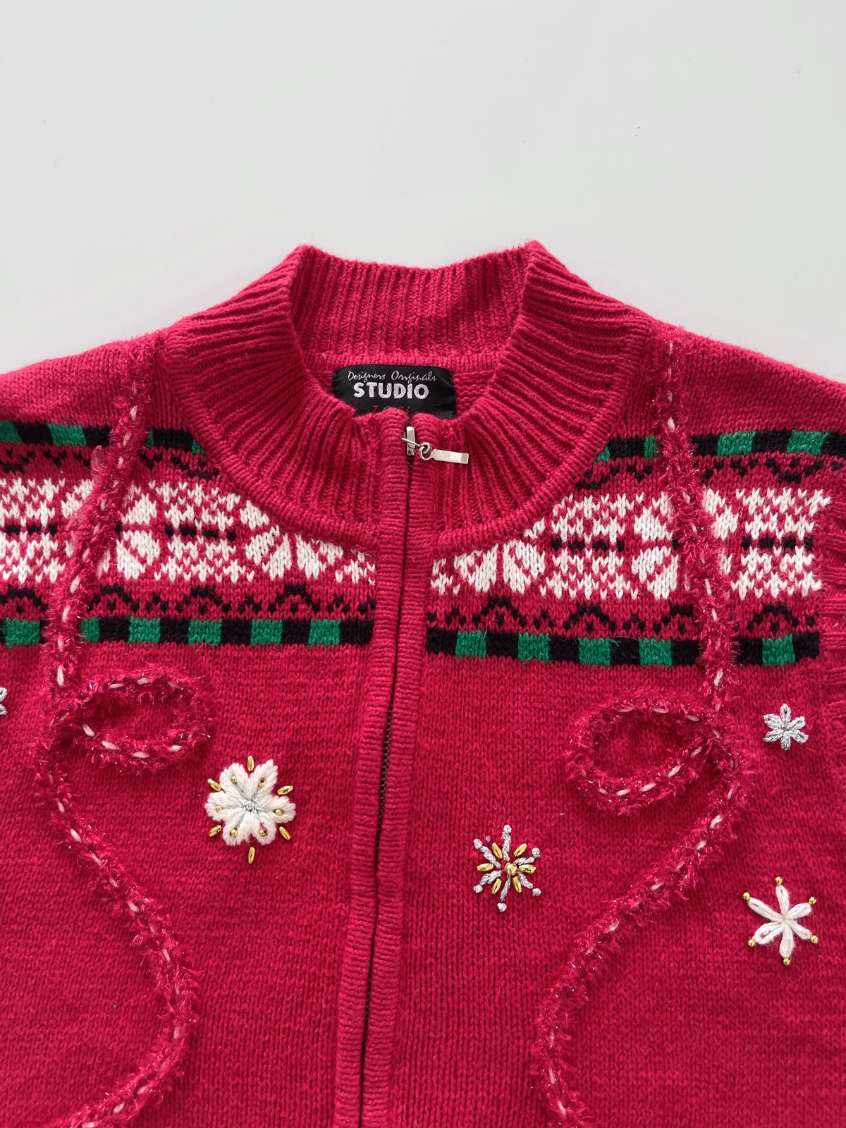 Studio Joy Vest Embroidered Christmas Sweater-Bust 46
